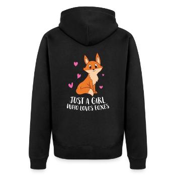 Nur Ein Mädchen Das Füchse Liebt Fuchs Mädchen - Unisex Premium Bio Zip Hoodie - Schwarz - Hinten - Nico (187cm)