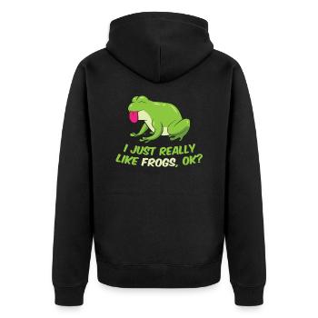 J’aime les grenouilles Tout simplement C’est une grenouille vraiment drôle - Veste à capuche bio Premium Unisexe - noir - Dos - Nico (187cm)