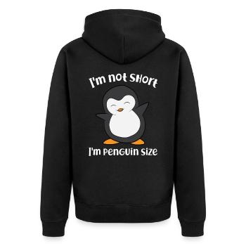 Cute Penguin I'm Not Short I'm Penguin Size - Unisex Premium Organic Zip Hoodie - black - Back - Nico (187cm)