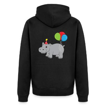 Nilpferd Geburtstag Süßes Nilpferd - Unisex Premium Bio Zip Hoodie - Schwarz - Hinten - Nico (187cm)