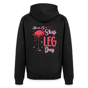 Flamingo Trainier Die Beine Fitness Flamingo - Unisex Premium Bio Zip Hoodie - Schwarz - Hinten - Nico (187cm)