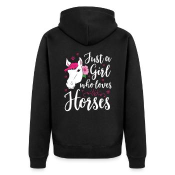 Chevaux filles chevaux équitation cheval amour - Veste à capuche bio Premium Unisexe - noir - Dos - Nico (187cm)