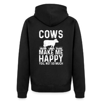 Vaches Me Heureux agriculteur lait vache - Veste à capuche bio Premium Unisexe - noir - Dos - Nico (187cm)