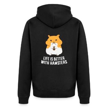 Avec un hamster, la vie est mieux l’amour - Veste à capuche bio Premium Unisexe - noir - Dos - Nico (187cm)