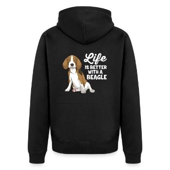 Funny Beagle Dog Life Is Better With A Beagle - Unisex Premium Organic Zip Hoodie - black - Back - Nico (187cm)