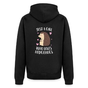 Nur ein Mädchen, das Igel liebt süsses Igel - Unisex Premium Bio Zip Hoodie - Schwarz - Hinten - Nico (187cm)