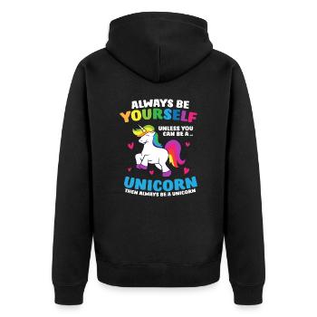 Licorne Fille Cadeau Est Toujours Licorne - Veste à capuche bio Premium Unisexe - noir - Dos - Nico (187cm)