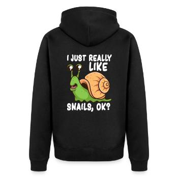 I Just Really Like Snails, Ok Funny Snail Lover - Unisex Premium Organic Zip Hoodie - black - Back - Nico (187cm)