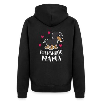 Dachshund Mama Geschenk für Mama von Dachshund - Unisex Premium Bio Zip Hoodie - Schwarz - Hinten - Nico (187cm)