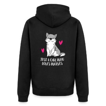 Juste une fille qui aime les loups - Veste à capuche bio Premium Unisexe - noir - Dos - Nico (187cm)