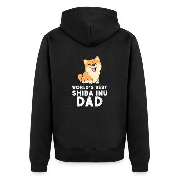 Bester Shiba Inu Papa - Unisex Premium Bio Zip Hoodie - Schwarz - Hinten - Nico (187cm)