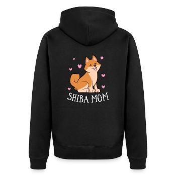 Shiba Inu Mama Shiba Inu Hunde Mama - Unisex Premium Bio Zip Hoodie - Schwarz - Hinten - Nico (187cm)