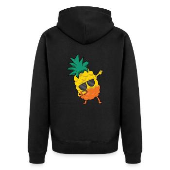 Dabbing Ananas Süße Ananas Frucht - Unisex Premium Bio Zip Hoodie - Schwarz - Hinten - Nico (187cm)