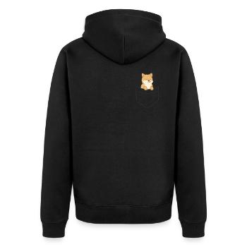 Shiba Inu Hund In Der Tasche - Unisex Premium Bio Zip Hoodie - Schwarz - Hinten - Nico (187cm)