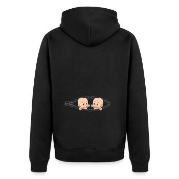 Grossesse Jumeaux maman avec des jumeaux - Veste à capuche bio Premium Unisexe - noir - Dos - Nico (187cm)