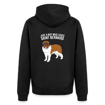Nur Ein Junge der Bernhardiner Hunde Liebt - Unisex Premium Bio Zip Hoodie - Schwarz - Hinten - Nico (187cm)