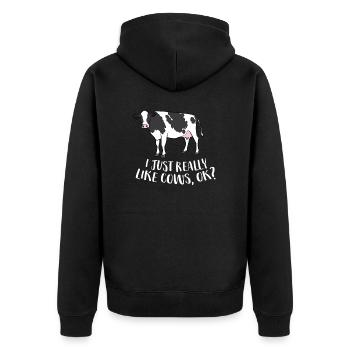 Cattle Cow Farmer Gift I Just Really Like Cows, - Unisex Premium Organic Zip Hoodie - black - Back - Nico (187cm)