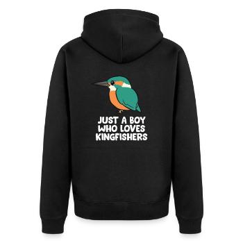 Nur Ein Junge Der Eisvögel Liebt - Unisex Premium Bio Zip Hoodie - Schwarz - Hinten - Nico (187cm)