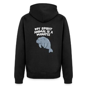 Seekühe Sind Meine Lieblingstiere - Unisex Premium Bio Zip Hoodie - Schwarz - Hinten - Nico (187cm)
