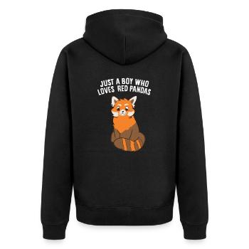 Just a Boy Who Loves Red Pandas - Unisex Premium Organic Zip Hoodie - black - Back - Nico (187cm)