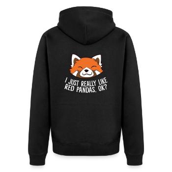 Ich Liebe Rote Pandas Einfach Wirklich, Ok? - Unisex Premium Bio Zip Hoodie - Schwarz - Hinten - Nico (187cm)