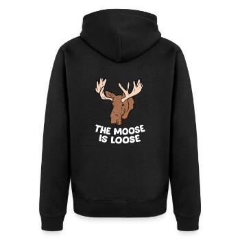 The Moose Is Loose Cute Moose Lovers Canadian - Unisex Premium Organic Zip Hoodie - black - Back - Nico (187cm)