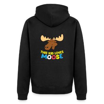 This Kid Loves Moose Funny Moose Boy Moose Girl - Unisex Premium Organic Zip Hoodie - black - Back - Nico (187cm)