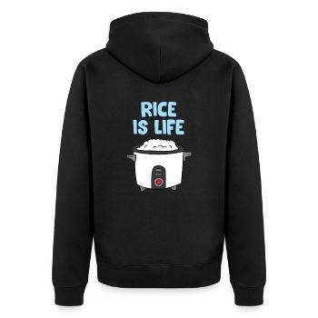 Rice Is Life Love Eating Rice Cooking Rice - Unisex Premium Organic Zip Hoodie - black - Back - Nico (187cm)