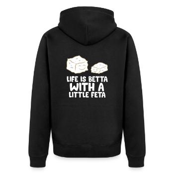 Feta Fromage Puissance La vie Meilleure - Veste à capuche bio Premium Unisexe - noir - Dos - Nico (187cm)