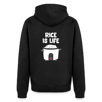 Rice Is Life Asian Food Chinese Rice Japanese - Unisex Premium Organic Zip Hoodie - black - Back - Nico (187cm)