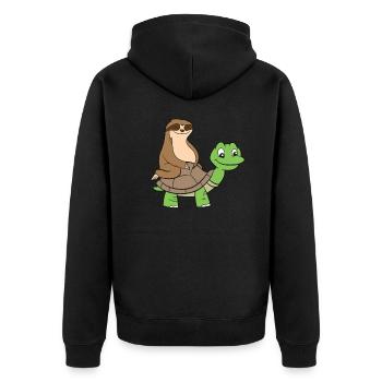 Faultier Auf Schildkröte Süßes Schildkröten - Unisex Premium Bio Zip Hoodie - Schwarz - Hinten - Nico (187cm)