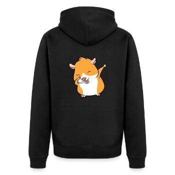 Dabbing Meerschweinchen Kinder Meerschweinchen Dab - Unisex Premium Bio Zip Hoodie - Schwarz - Hinten - Nico (187cm)