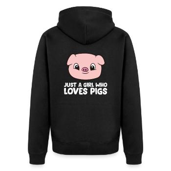 Pigs Farmer Girl Just a Girl Who Loves Pigs - Unisex Premium Bio Zip Hoodie - Schwarz - Hinten - Nico (187cm)