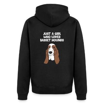 Juste une fille Qui Loves Basset Hounds - Veste à capuche bio Premium Unisexe - noir - Dos - Nico (187cm)