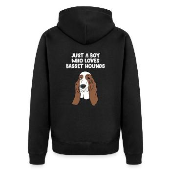 Just a Boy Who Loves Basset Hounds - Unisex Premium Bio Zip Hoodie - Schwarz - Hinten - Nico (187cm)