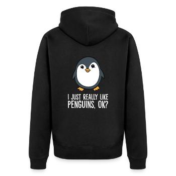 J’aime vraiment les pingouins - Veste à capuche bio Premium Unisexe - noir - Dos - Nico (187cm)