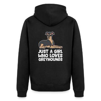 Greyhound Girl Just a Girl Who Loves Greyhounds - Unisex Premium Organic Zip Hoodie - black - Back - Nico (187cm)