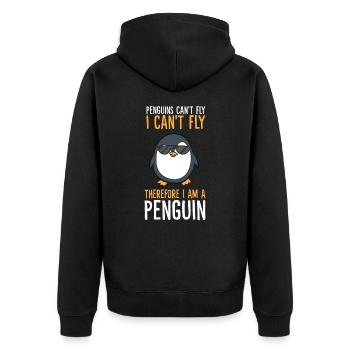 Penguins Can't Fly I Can't Fly Therefore I Am A - Unisex Premium Organic Zip Hoodie - black - Back - Nico (187cm)