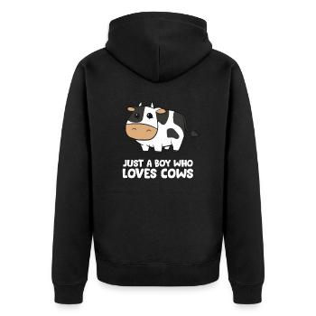 Juste un garçon qui aime les vaches - Veste à capuche bio Premium Unisexe - noir - Dos - Nico (187cm)