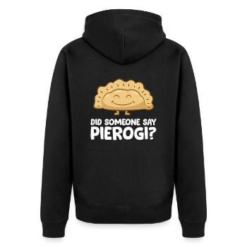 Drôle d’amoureux de pierogi Quelqu’un a-t-il des pierogi - Veste à capuche bio Premium Unisexe - noir - Dos - Nico (187cm)