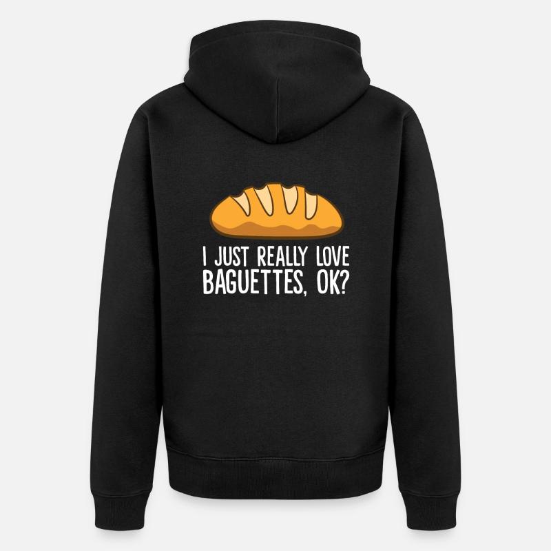J’aime beaucoup les baguettes - Veste à capuche bio Premium Unisexe - noir