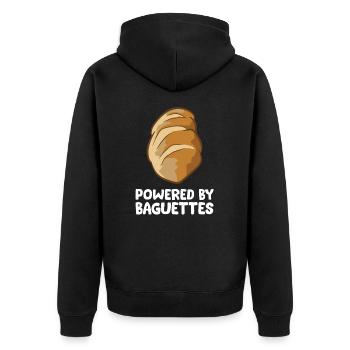 Drôles d’amateurs de baguette alimentés par des baguettes - Veste à capuche bio Premium Unisexe - noir - Dos - Nico (187cm)