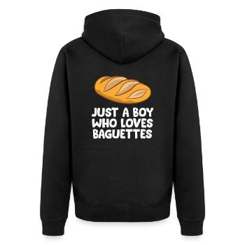 Baguette Boy Juste un garçon qui aime les baguettes - Veste à capuche bio Premium Unisexe - noir - Dos - Nico (187cm)