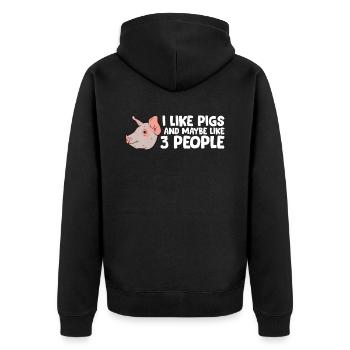 J’aime les cochons et peut-être comme 3 personnes - Veste à capuche bio Premium Unisexe - noir - Dos - Nico (187cm)