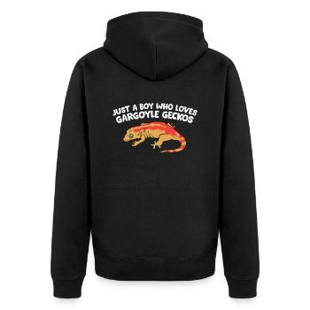 Gargoyle Gecko Boy Nur ein Junge, der Gargoyle - Unisex Premium Bio Zip Hoodie - Schwarz - Hinten - Nico (187cm)