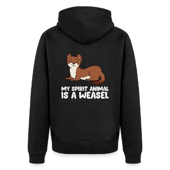 Funny Weasel Lover My Spirit Animal Is A Weasel - Unisex Premium Organic Zip Hoodie - black - Back - Nico (187cm)
