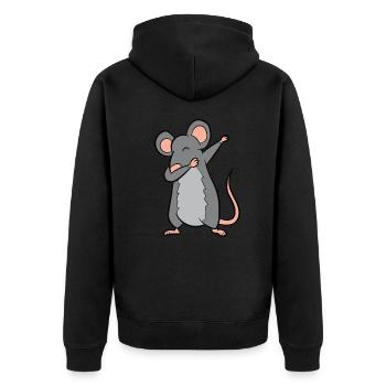 Ratte Dabbing Liebe Ratte Lustige Haustier Ratte - Unisex Premium Bio Zip Hoodie - Schwarz - Hinten - Nico (187cm)
