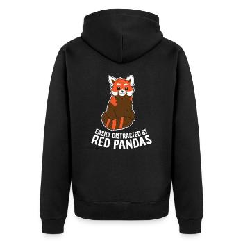 Facilement distrait par les pandas roux Aimez le rouge - Veste à capuche bio Premium Unisexe - noir - Dos - Nico (187cm)