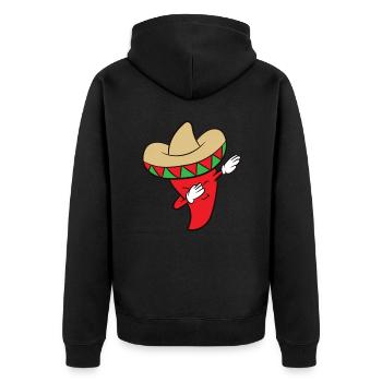 Chili Dabbing Lustiges Chili - Unisex Premium Bio Zip Hoodie - Schwarz - Hinten - Nico (187cm)