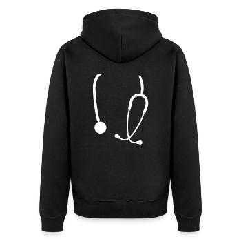 Stethoscope Nurse Doctor Funny Nurse - Unisex Premium Organic Zip Hoodie - black - Back - Nico (187cm)